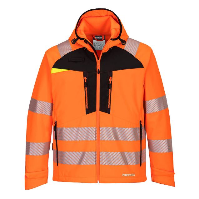 Afbeeldingen van PW Softshell Hi-Vis DX475 oranje/zwart L